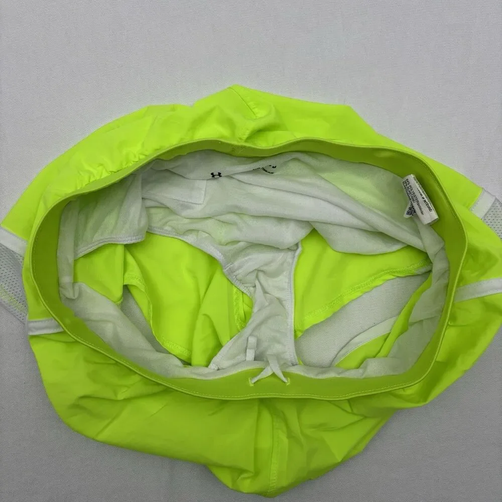 Under Armour UA Fly By 2.0 Neon Lime Green Track Run Shorts Lined Sz M Training